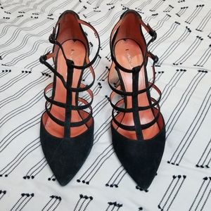 Via Spiga - Black leather caged heels
